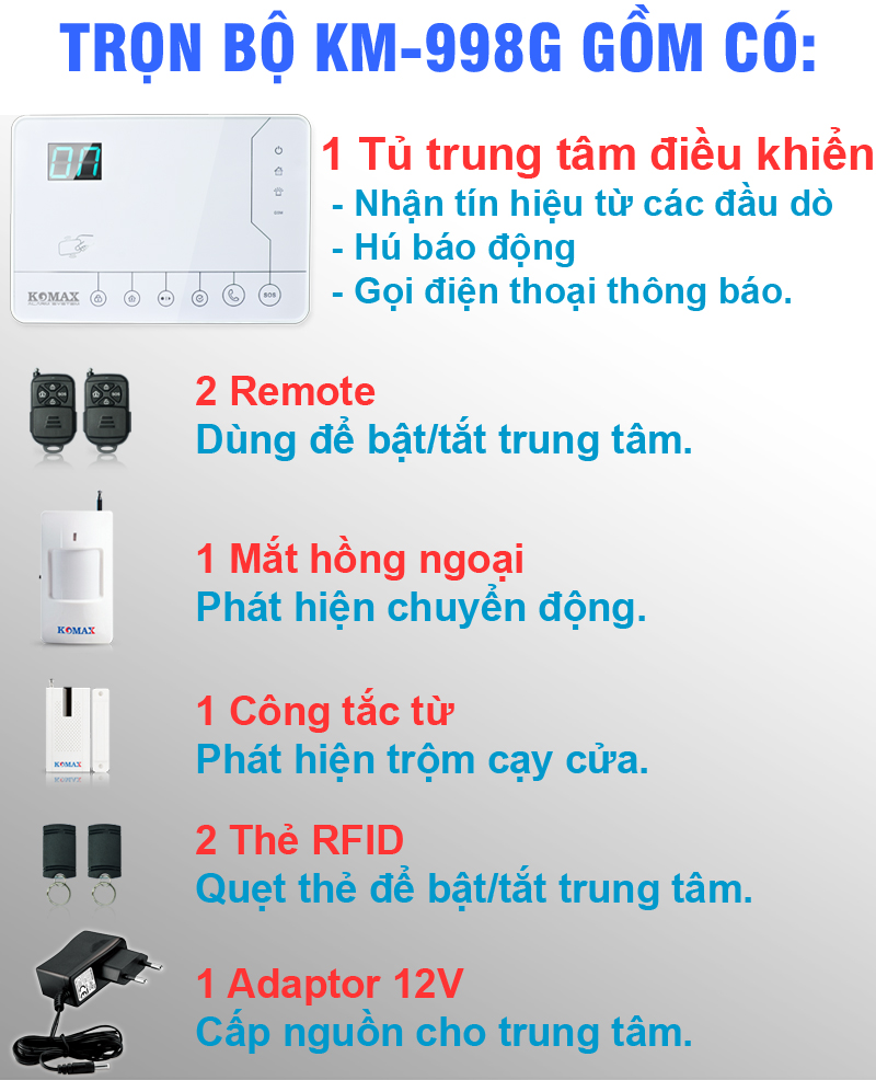 Báo trộm không dây GSM KM-998G