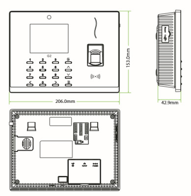 kích thước máy chấm công