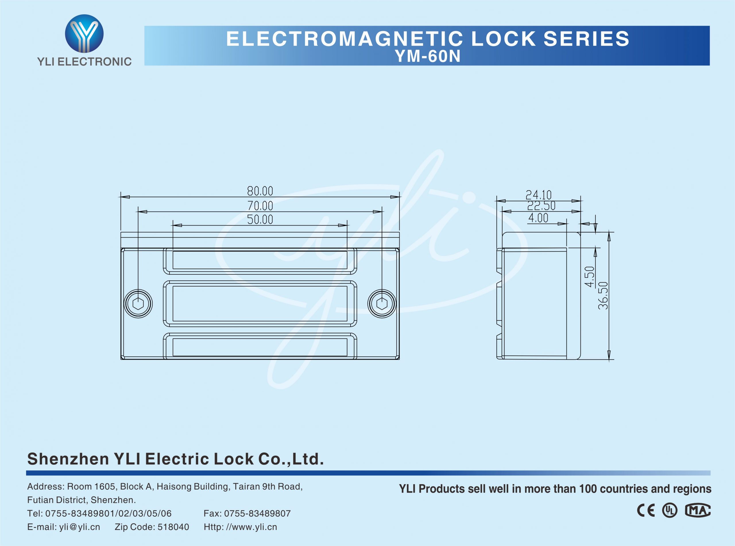 so do kich thuoc khóa điện từ YM-60 