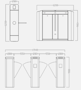 Kich Thuoc Cổng Flap Barrier Turboo Y248
