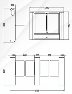 Kich Thuoc Cổng an ninh Swing Barrier A301