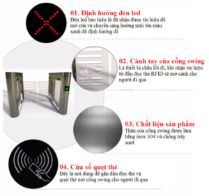 Cau Tao Cổng an ninh Swing Barrier VNS-B08B