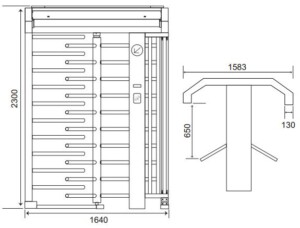 Kich Thuoc Cổng xoay Full Height Tunstile TTS721