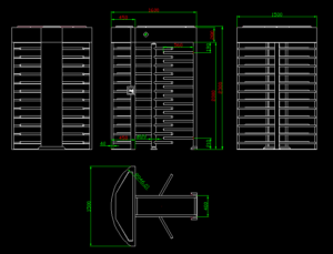 Kich Thuoc Chi Tiet Cổng xoay Full Height Tunstile VNS-Q01BD