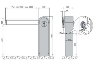 Kich Thuoc Cổng Barrier tự động Ditec QIK7EH