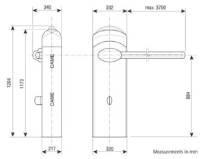 Kich Thuoc Cổng Barrier tự động Came Gard4
