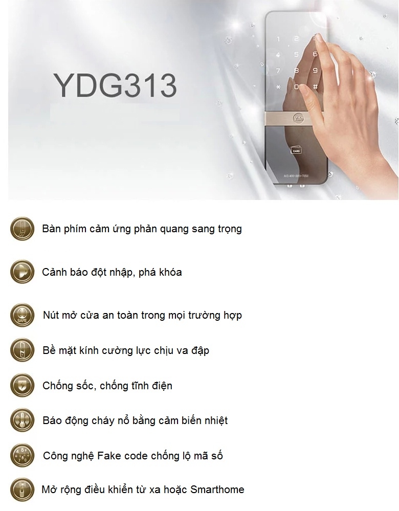 Khóa cửa kính thẻ từ YDG 313
