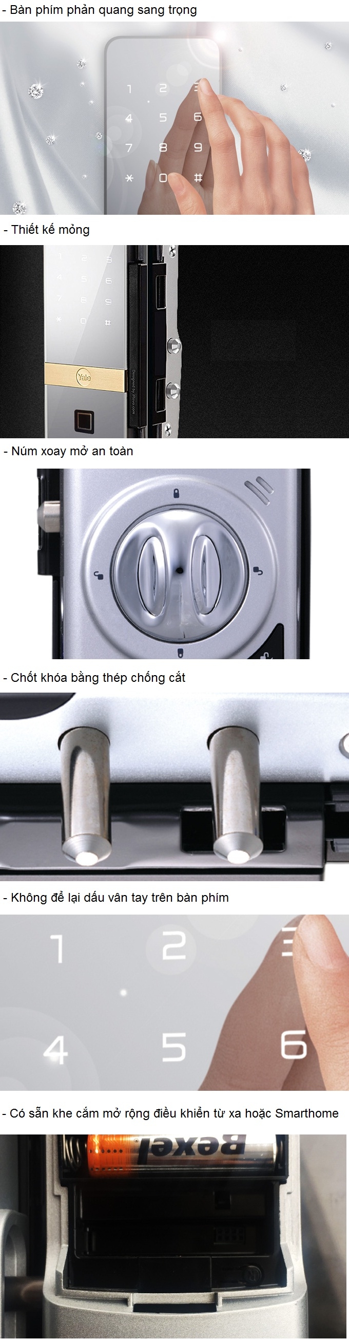 Khóa cửa kính vân tay YDG 413