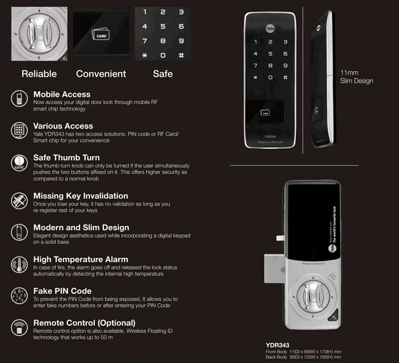 Khóa thẻ Yale YDR 343 