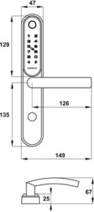 Kich Thuoc Khóa cửa điện tử Hafele EL6500-TCS