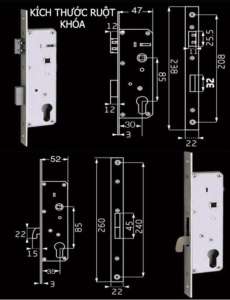 Kich Thuoc Khóa cửa nhôm kính Akita Gold