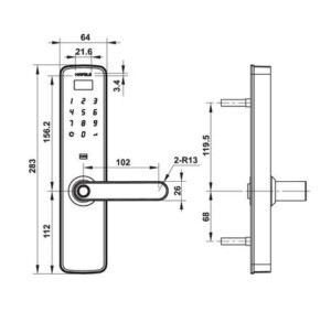 Kich Thuoc Khóa cửa điện tử Hafele DL7100