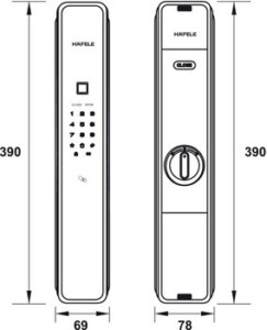 Kich Thuoc Khóa cửa điện tử Hafele PP9000