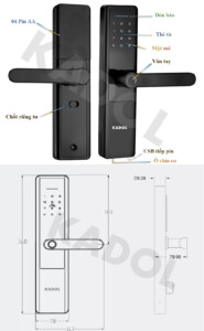 Kich Thuoc Khóa cửa điện tử Kadol S5