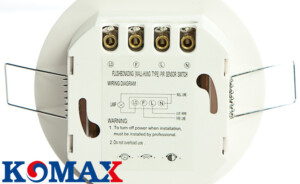 Cảm ứng hồng ngoại Komax KM-S27 là công tắc cảm biến hồng ngoại chuyển động được gắn âm trần trên trần thạch cao mà người khác không thấy Mat Sau