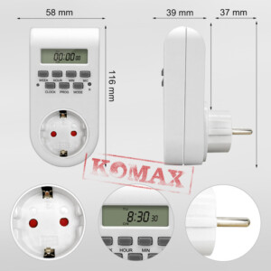 Kich Thuoc Ổ cắm hẹn giờ Komax ETG-2A