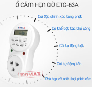 Tinh Nang Ổ cắm hẹn giờ Komax ETG-63A