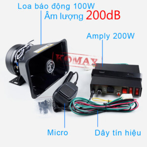 Bộ amply kèm còi hú CJB-200W