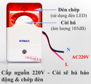 Cau Tạo Còi báo động Komax KM-A09-220V