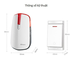 Kich Thuoc Chuông cửa không dây Komax FA-681P